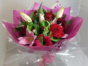 Red & Pink Hand Tied Bouquet