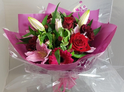 Red & Pink Hand Tied Bouquet