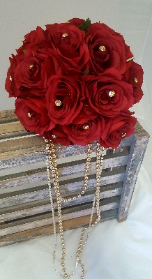 Artificial Red Rose Wedding Bouquet