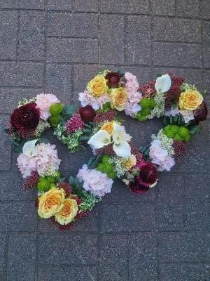 Double Open Heart Pink, Cream & White