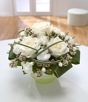 White Rose Container Arrangement