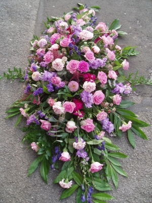 Pink & Lilac Casket Arrangement