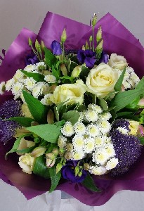 Purple & White Hand Tied Bouquet