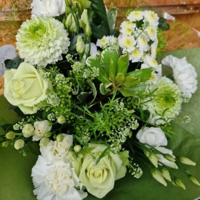 Lime Green & White Hand Tied Bouquet