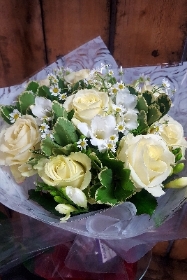White Rose Hand Tied Bouquet