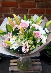 Pastel Pink & White Hand Tied Bouquet