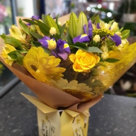 Bold Hand Tied Bouquet in a Gift Bag