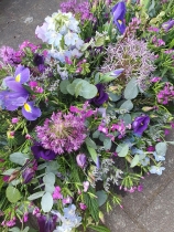 Country Style Casket Spray   Blues and Purples