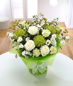 Lime Green & White Hand Tied Bouquet
