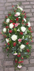 Red & White Casket Spray