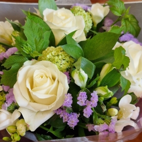 White Rose & Lilac Hand Tied Bouquet