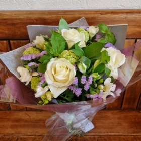 White Rose & Lilac Hand Tied Bouquet