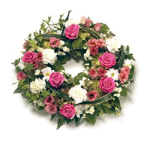 Wreath Leaf Edging  Pink and White