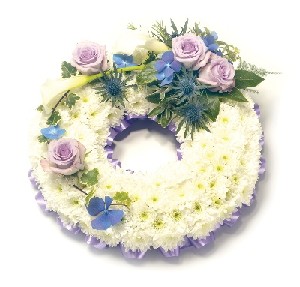 Wreath Ribbon Edging Lilac and White